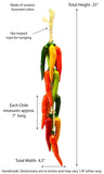 Large Ristra/ Sting of Ceramic Chili Hungaro, with 16 Chiles-25 Inches Long