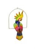 Ceramic Hanging Cockatoo with Perch-19 Inches High, Multi-Color, Hand Painted