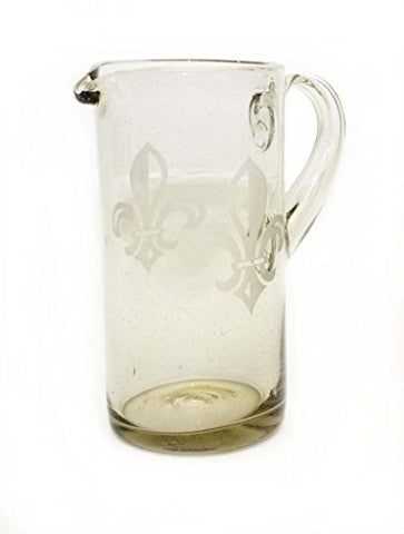 Etched Fleur De Lis Straight Pitcher-80 Ounces, Recycled Glass