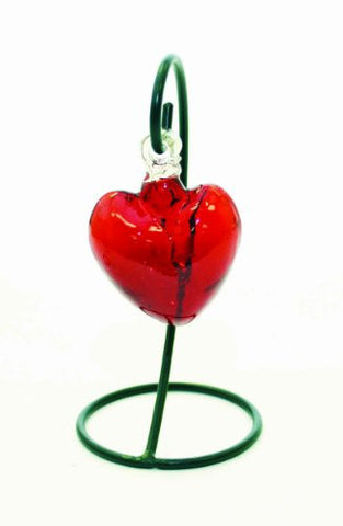 Handmade Red Color Glass Heart with Stand-7 Inches High