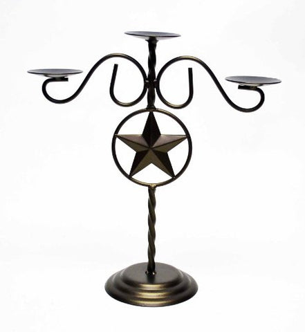 Star Triple Pillar Candelabra-16.5 Inches High x 15 Inches Wide