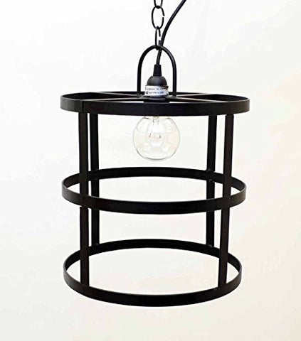 Cylinder Frame Hanging Lamp with Socket Set & 3 Feet of Chain-12 Inches High X 12 Inches in Diameter