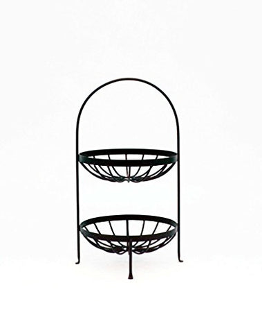 Wrought Iron Double Strap Fruit Basket-21.75 Inches High x 12 Inches Wide