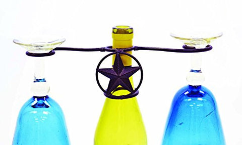 Iron Star Wine Glass Holder for Wine Bottle-10.25 Inches Wide