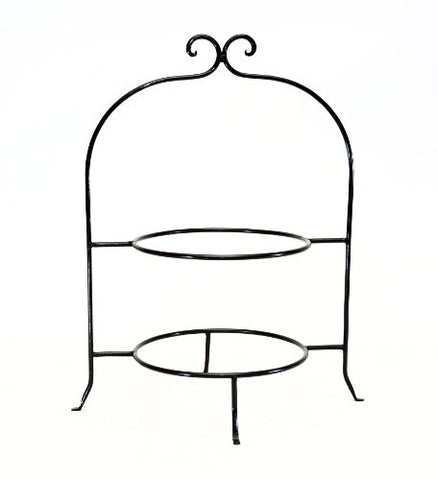 Handmade Wrought Iron Double Tier Plate Rack- 17.5 Inches High X 8 Inches Diameter