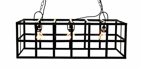 Rectangular Frame Hanging Lamp, with Socket Set and 3 Feet of Chain-36 Inches Wide