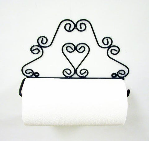 Wrought Iron Heart Paper Towel Holder-13 Inches Wide X 8.25 Inches High