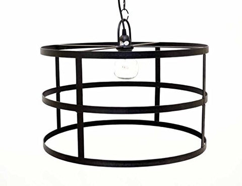 Cylinder Frame Hanging Lamp with Socket Set & 3 Feet of Chain-12 Inches High X 20 Inches in Diameter