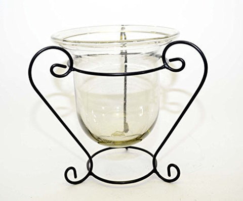 Handmade Iron Stand with Clear Glass Bowl, Bronze Color- 10 1/2 Inches High X 11 Inches Wide