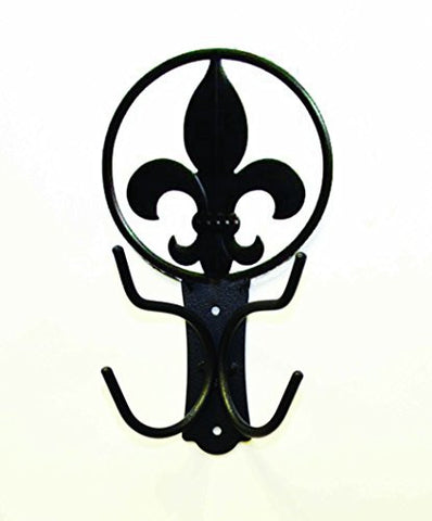 Iron Quadruple Towel Hook with Fleur De Lis Symbol-8 Inches Tall