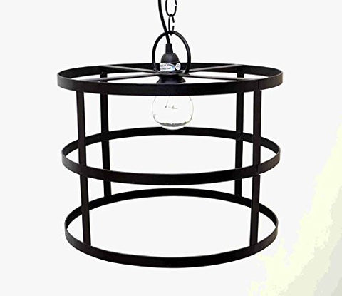 Cylinder Frame Hanging Lamp with Socket Set & 3 Feet of Chain- 12 Inches High X 16 Inches in Diameter