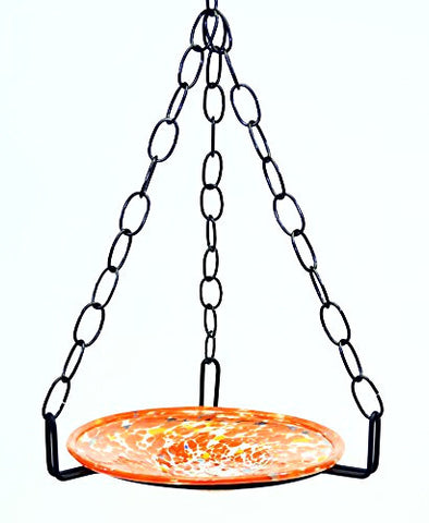 Small Hanging Bird Feeder with Cosmic Orange Bowl-16 Inches High X 8-10 Inches Wide