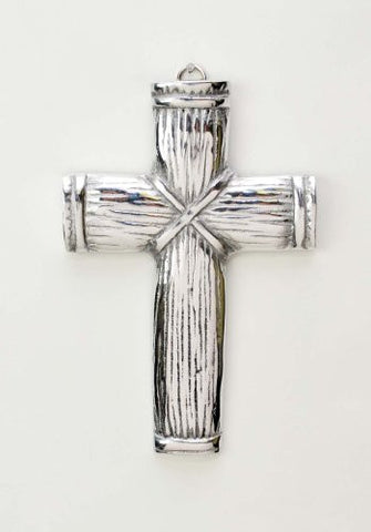 Polished Aluminum Wheat Wall Cross-6.75 Inches High