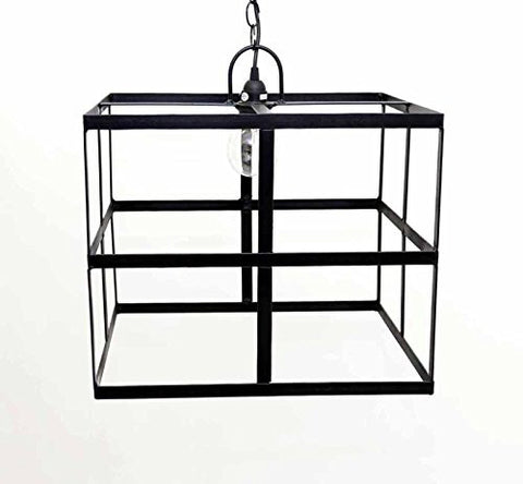 Square Frame Hanging Lamp, with Socket Set and 3 feet of Chain-15 Inches High X 18 Inches Wide