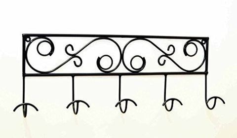 Wrought Iron Decorative 5 Hook Hat Rack-27 Inches Long x 10.5 Inches High x 3 Inches Deep