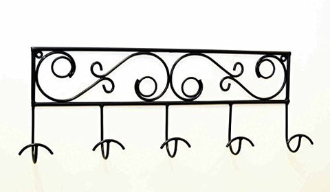 Wrought Iron Decorative 5 Hook Hat Rack-27 Inches Long X 10.5 Inches High X 3 Inches Deep