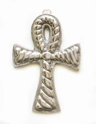 Polished  Aluminum Wall Cross Rope Pattern- 6 Inches High