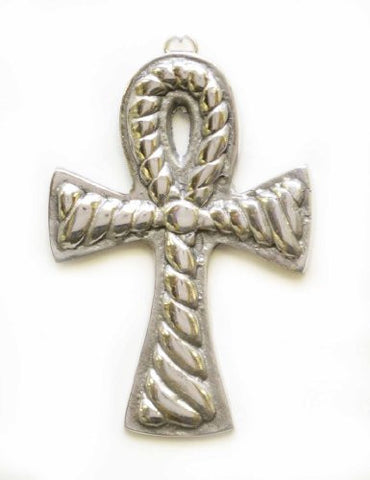 Polished Aluminum Wall Cross Rope Pattern- 6 Inches High