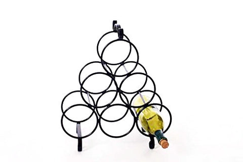 Handmade Wrought Iron Six Bottle Wine Rack-16 Inches High X 14 Inches Wide