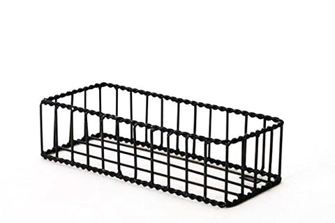 Handmade Wrought Iron Rectangular Bread Basket with Twisted Rim-3.5 Inches High x 5.5 Inches Wide x 13 Inches Long