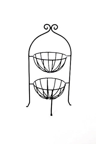 Wrought Iron Two Tiered Fruit Basket-28 Inches High x 12 Inches Wide