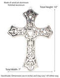 Polished Aluminum Wall Cross w/Hearts- 10 Inches High