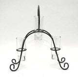 Tequila Flight Iron Stand with 3 Shot Glasses-11 Inches Tall