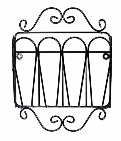 Wrought Iron Single Pocket Wall Magazine Rack-16 Inches High x 12.25 Inches Wide x 4 Inches in Diameter, Painted Bronze
