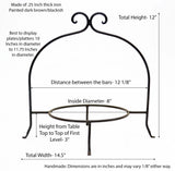 Handmade Wrought Iron Single Tier Plate Rack-12 Inches High x 8 Inches in Diameter