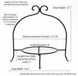 Handmade Wrought Iron Single Tier Plate Rack-12 Inches High X 8 Inches in Diameter