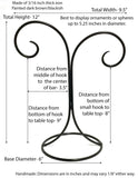 Laredo Wrought Iron Ornament Stand, Double Hook-12 Inches Tall