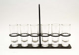 Tequila Flight Iron Stand with 6 Shooter Glasses-11.75 Inches Long