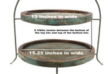 Laredo Import Iron & Rustic Wood Two Tier Buffet Platter Stand-20.5 Inches High X 18.25 Inches Wide, w/ Green Wood