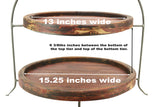 Laredo Import Iron & Rustic Wood Two Tier Buffet Platter Stand-20.5 Inches High X 18.25 Inches Wide, w/ Red Wood
