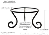 Forged Iron Pot Stand-8 Inches Tall X 12 Inches in Diameter, Painted Bronze