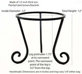 Wrought Iron Pot Stand-12 Inches Tall x 12 Inches in Diameter, Painted Bronze