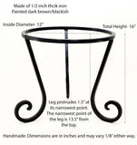 Wrought Iron Pot Stand-16 Inches High X 12 Inches in Diameter, Painted Bronze