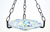 Small Hanging Bird Feeder with Ocean Blue Confetti Bowl-16 Inches High X 8-10 Inches Wide