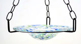 Small Hanging Bird Feeder with Ocean Blue Confetti Bowl-16 Inches High X 8-10 Inches Wide