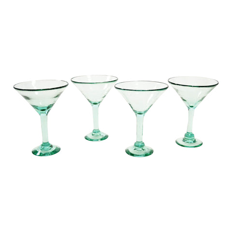 Set of 4, Recycled Clear Martini Shaped Margarita Glasses-12 Ounces