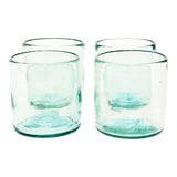 Set of 4, Recycled Clear Double Old Fashioned Rocks Glasses, 14-16 Ounces, Recycled Glass, Handmade