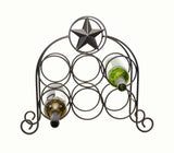 Wine Rack w/ Star Design, Holds 6 Bottles-15 3/8 Inches High