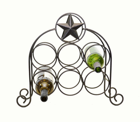 Wine Rack w/ Star Design, Holds 6 Bottles-15 3/8 Inches High