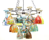 Wrought  Iron Wine Glass Socket Set Chandelier with Assorted Glasses-21.75 Inches Wide X 33 Inches High