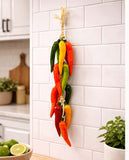 Large Ristra/ Sting of Ceramic Chili Hungaro, with 16 Chiles-25 Inches Long