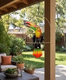 Ceramic Hanging Toucan with Perch-21 Inches High, Multi-Color, Hand Painted