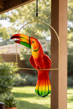 Ceramic Hanging Toucan with Perch-21 Inches High, Multi-Color, Hand Painted