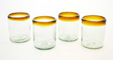 Set of 4, Amber Rimmed Cocktail/Juice Glass, 10-12 ounces, Recycled Glass