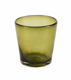 Set of 4, Handmade Mexican Olive Green Rocks Glasses, Recycled Glass-4 Inches High, 12 Ounces