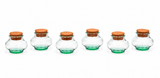 Set of 6, Spanish Green Recycled Glass Pumpkin Shape Spice Jar with Cork-10 Ounces, 3 Inches High x 3.5 Inches in Diameter